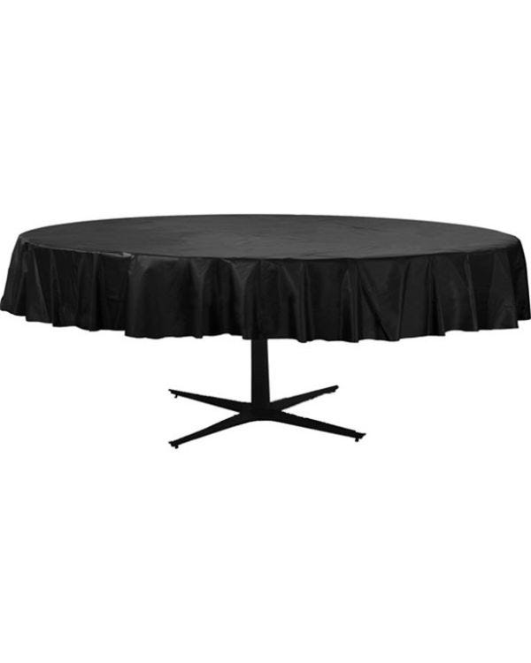 Black Round Plastic Table Cover - 2.1m