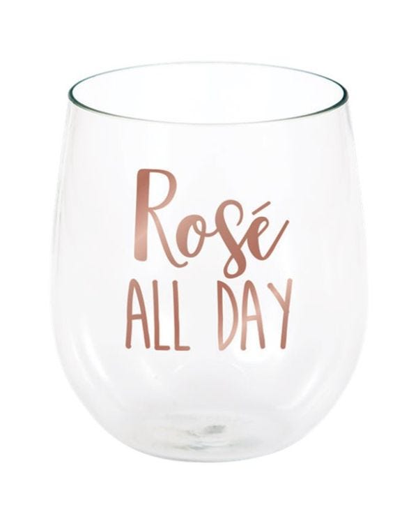 Rosé All Day Stemless Plastic Wine Glass - 398ml