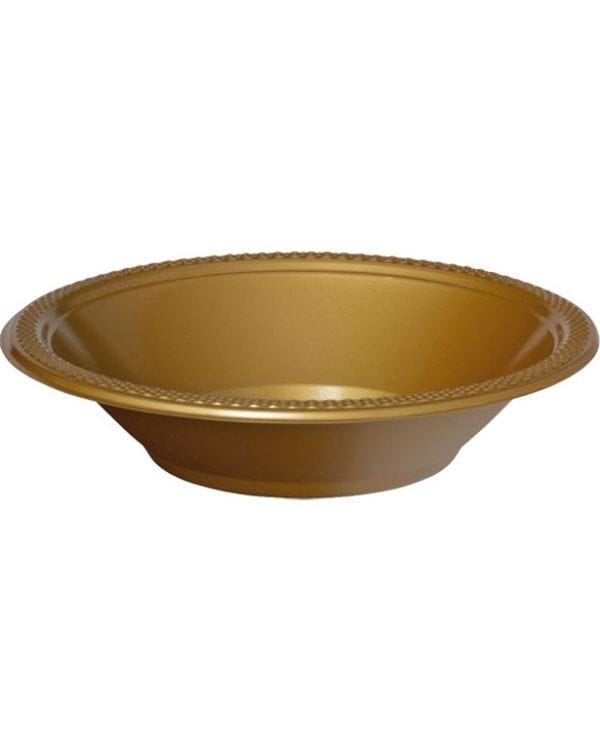 Gold Plastic Bowls - 355ml (20pk)