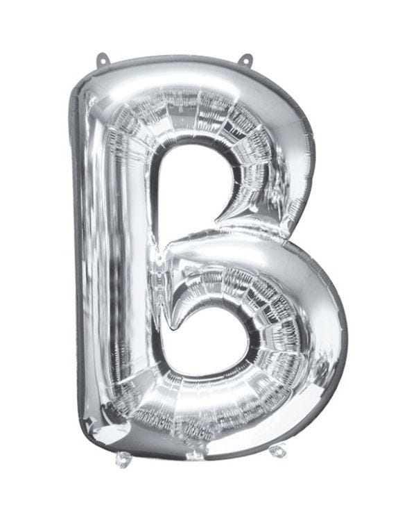 Silver Letter B Balloon - 34&quot; Foil