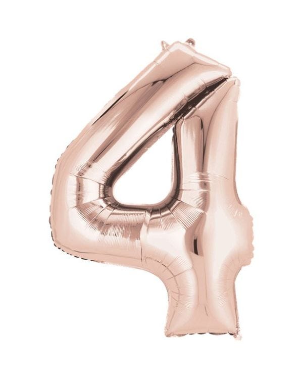 Rose Gold Number 4 Air Filled Balloon - 16&quot; Foil