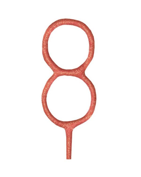 Rose Gold Sparkler Number 8 Candle - 17.8cm