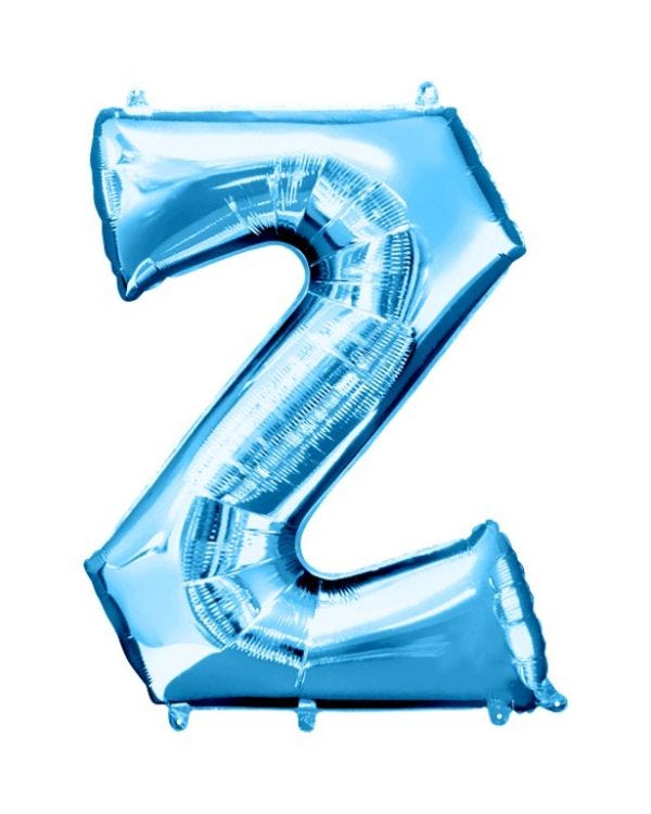 Blue Letter Z Balloon - 34&quot; Foil