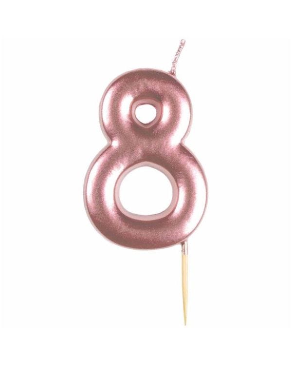 Number 8 Rose Gold Candle