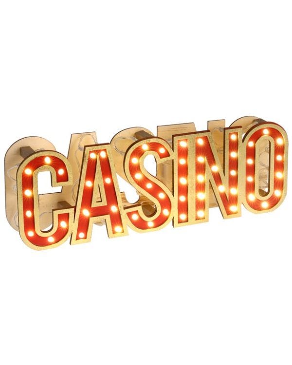 LED Casino Wooden Sign