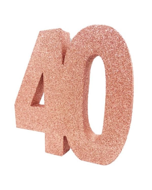 Age 40 Rose Gold Glitter Table Decoration