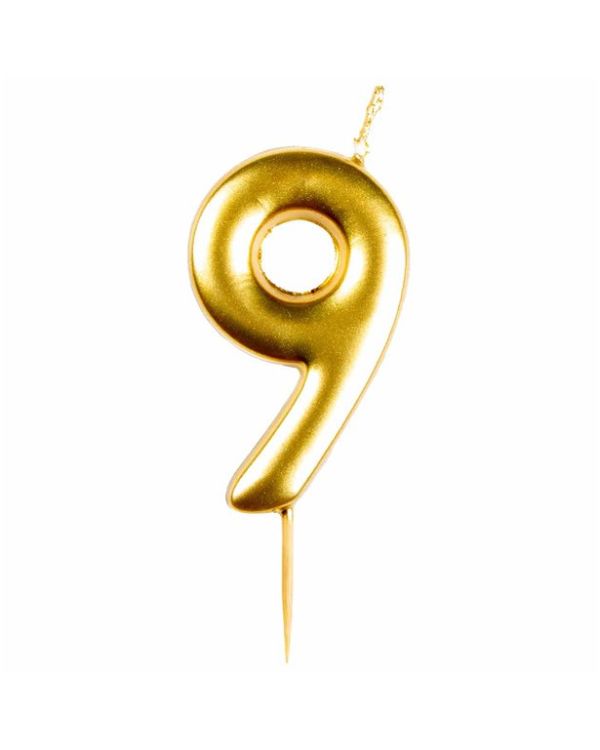 Number 9 Gold Candle