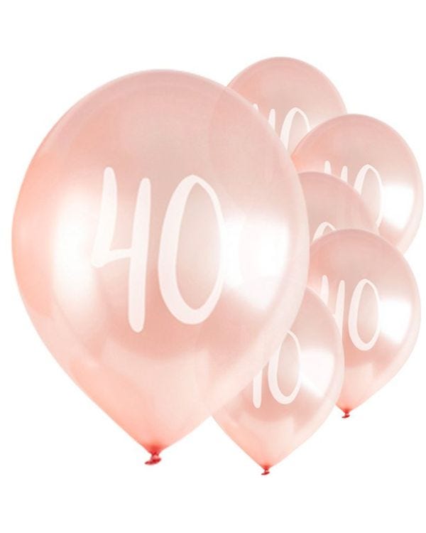 Rose Gold 40th Milestone Balloons - 12&quot; Latex (5pk)