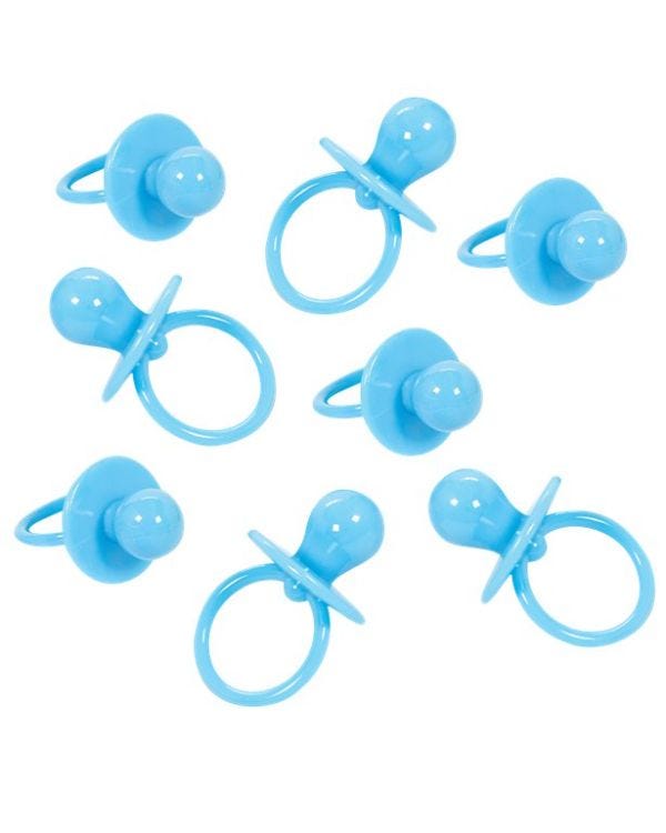 Baby Shower Large Blue Plastic Dummy Charms (8pk)