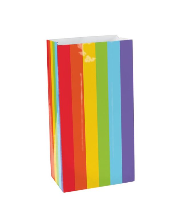 Rainbow Mini Paper Bags - 16.5cm (12pk)