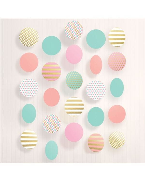Pastel &amp; Metallic Large Circle Hanging String Decoration (5pk)