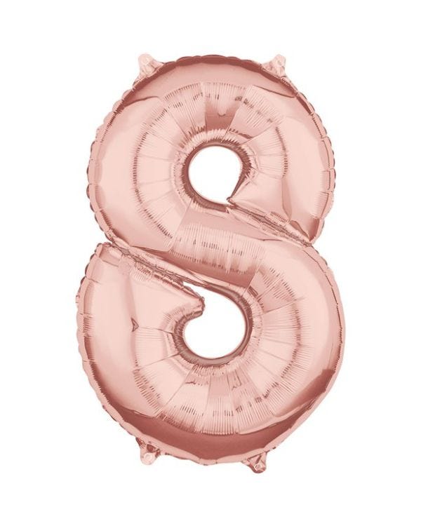 Rose Gold Number 8 Balloon - 26&quot; Foil