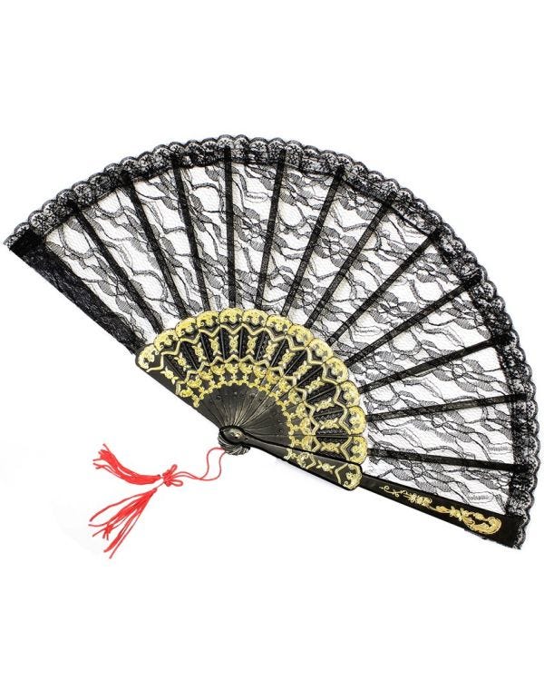 Black Lace Fan - 24cm