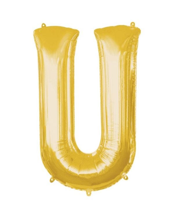 Gold Letter U Balloon - 16&quot; Foil