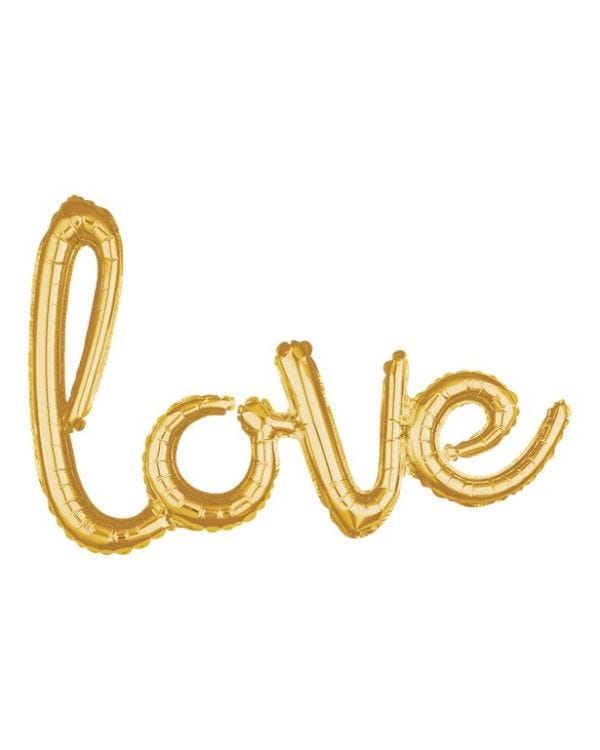 Gold Love Phrase Balloon - 31&quot; Foil