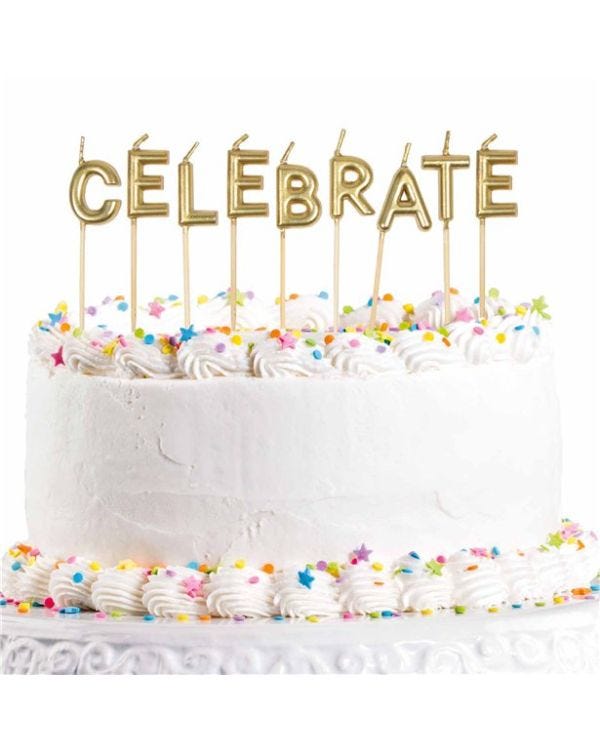 Celebrate Gold Pick Candles