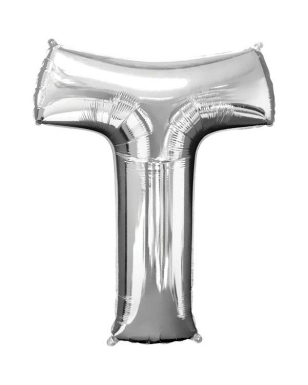 Silver Letter T Balloon - 34&quot; Foil