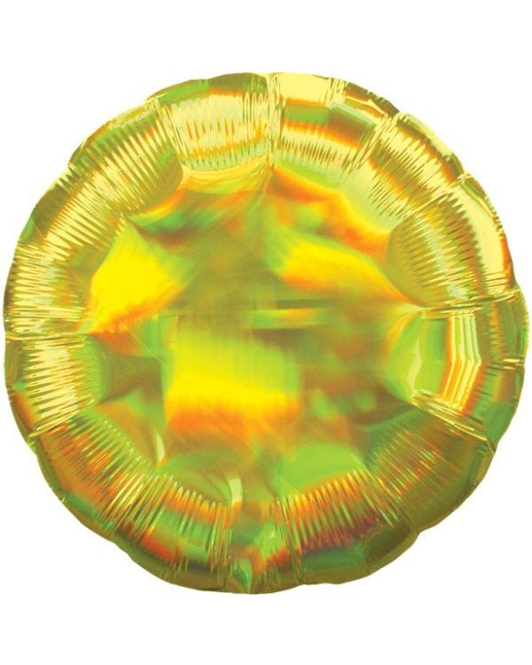 Yellow Iridescent Circle Balloon - 18&quot; Foil