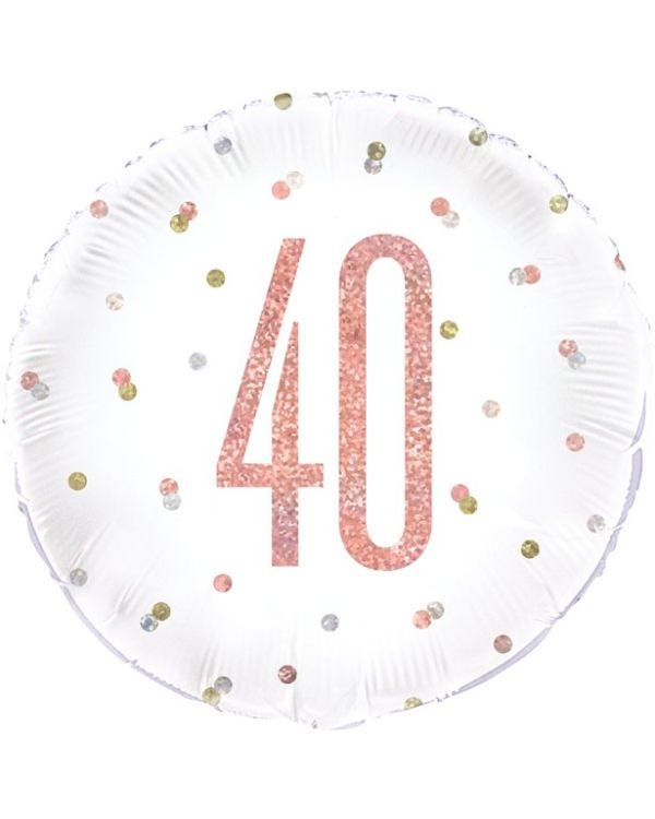 Rose Gold Glitz Number 40th Birthday Balloon - 18&quot; Foil