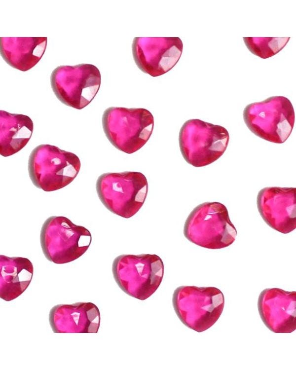 Cerise Pink Heart Table Diamantes (28g pack)