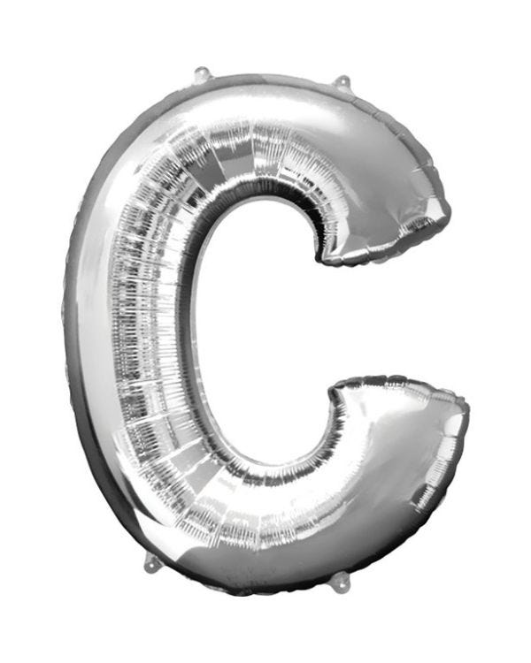 Silver Letter C Balloon - 34&quot; Foil