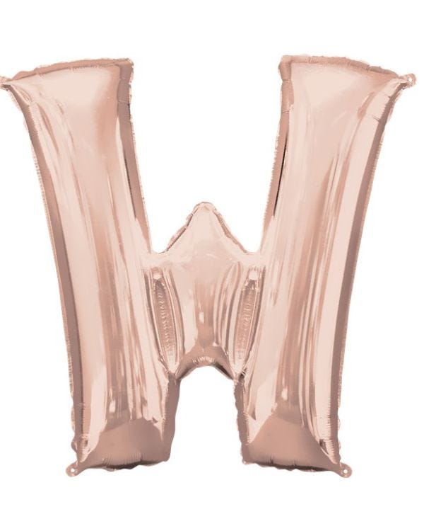 Rose Gold Letter W Air Filled Balloon - 16&quot; Foil