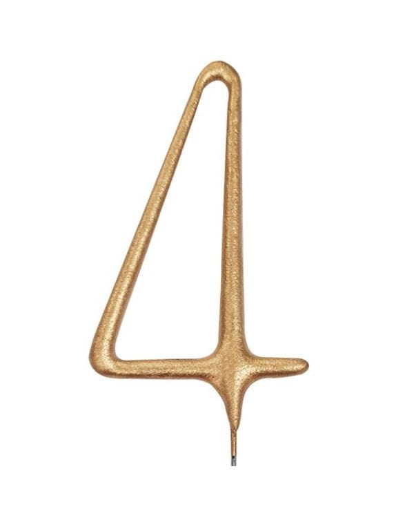 Gold Sparkler Number 4 Candle - 17.8cm