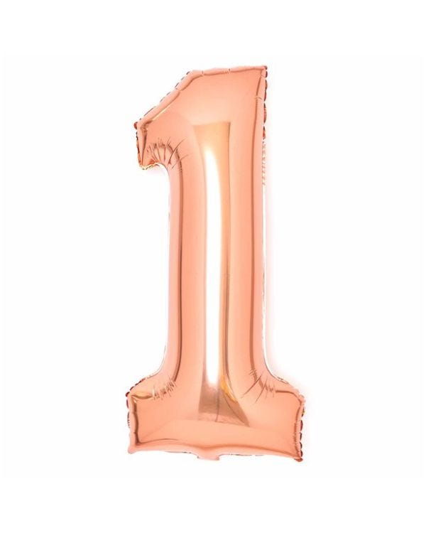 Number 1 Rose Copper Foil Balloon - 34&quot;