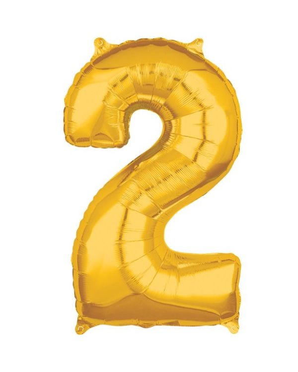 Gold Number 2 Balloon - 26&quot; Foil