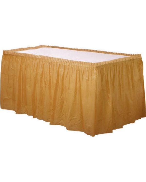 Gold Plastic Tableskirt - 73cm x 4.2m