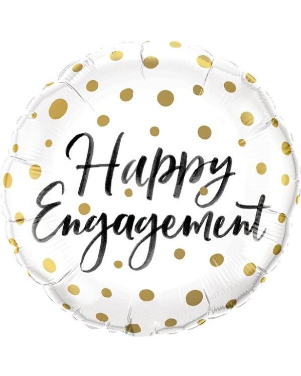 Happy Engagement Gold Dots Balloon - 18&quot; Foil