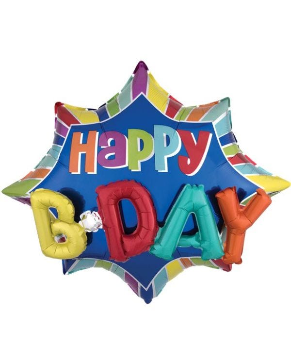 Happy Birthday 3D Supershape Balloon - 35&quot; Foil