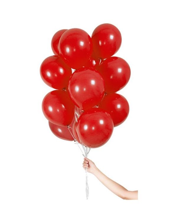 Red Balloons with Ribbon - 9&quot; Latex (30pk)