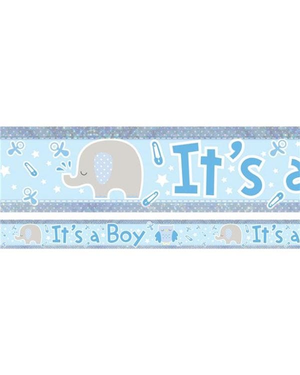 Blue &#039;It&#039;s a Boy&#039; Holographic Foil Banner - 2.7m
