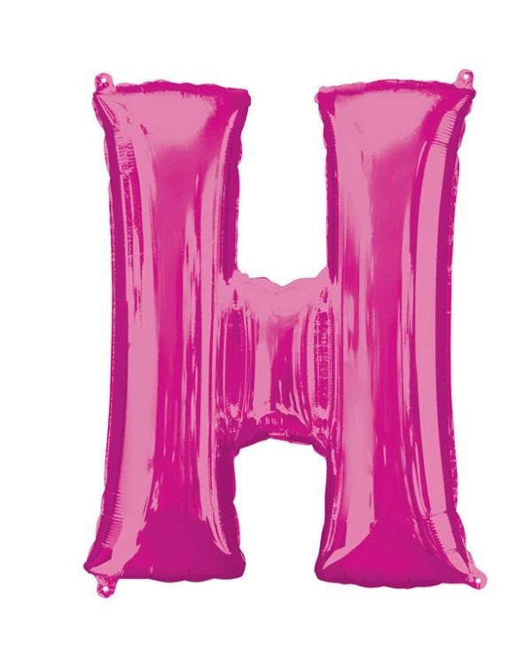 Pink Letter H Air Filled Balloon - 16&quot; Foil