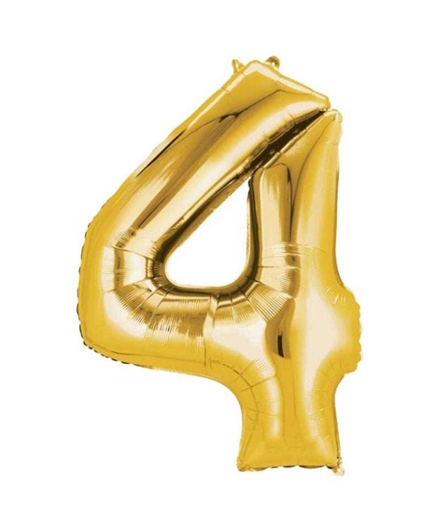 Gold Number 4 Balloon - 16&quot; Foil