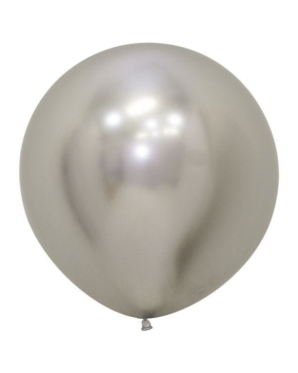 Reflex Silver Balloons - 24&quot; Latex (3pk)
