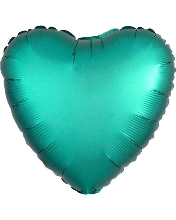 Jade Satin Luxe Heart Foil Balloon - 18&quot;