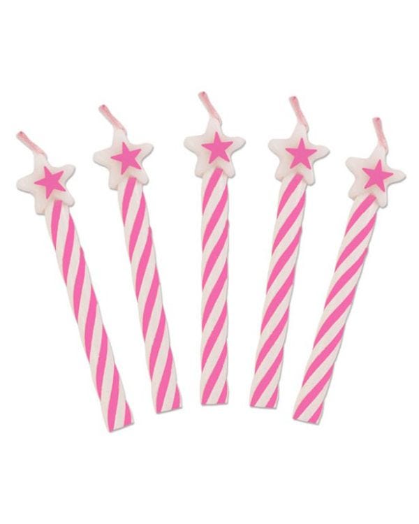 Pink Star Top Candles - 6cm (8pk)