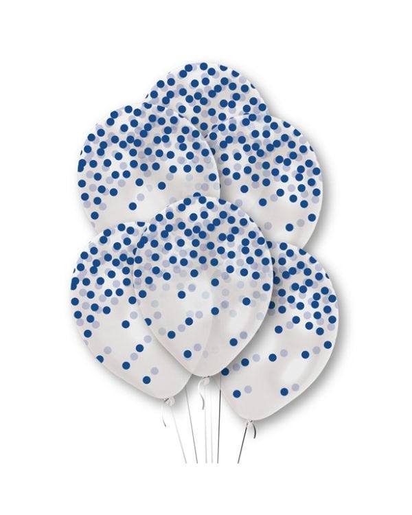 Blue Confetti Printed Latex Balloons - 11&quot; (6pk)