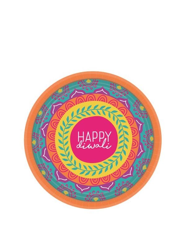 Diwali Paper Plates - 17.5cm (8pk)