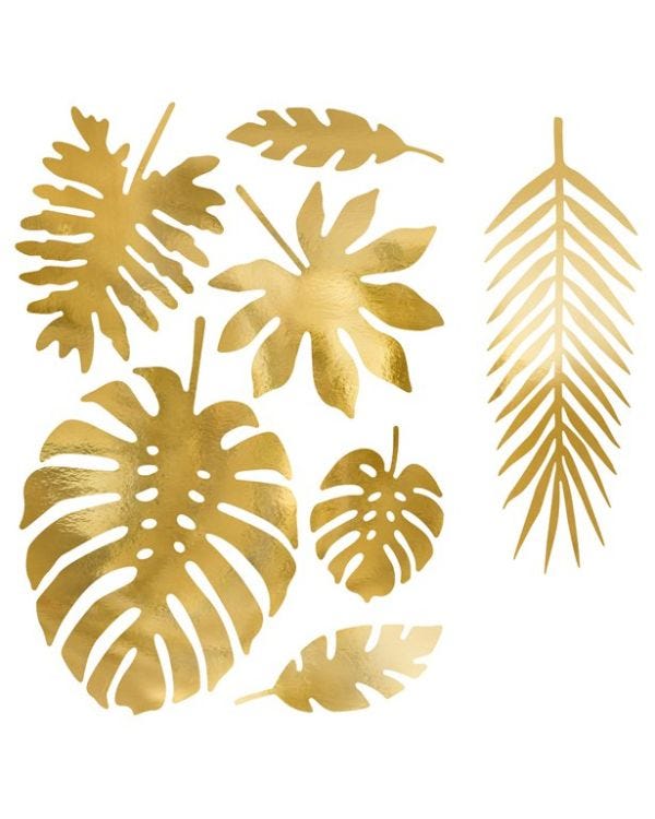 Gold Tropical Leaf Decorations (21pcs)