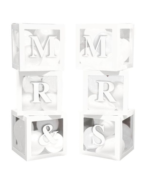 Mr &amp; Mrs Balloon Boxes Decoration Kit (6pk)