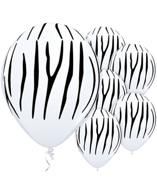 Zebra Stripes Balloons - 11&quot; Latex (25pk)