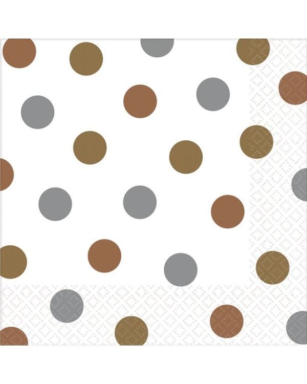 Metallic Polka Dot Napkins - 33cm (16pk)