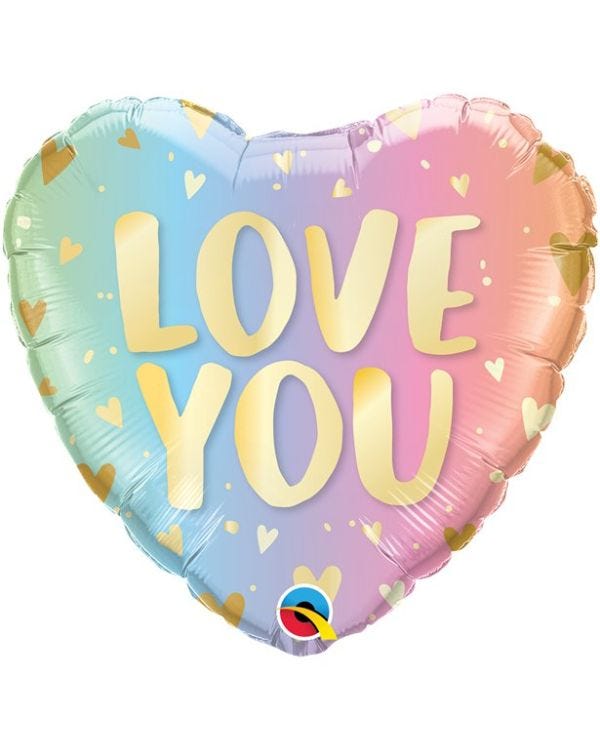 Pastel Ombre &amp; Hearts Love Balloon - 18&quot; Foil