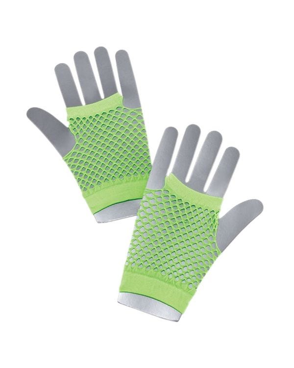 Neon Green Fishnet Gloves