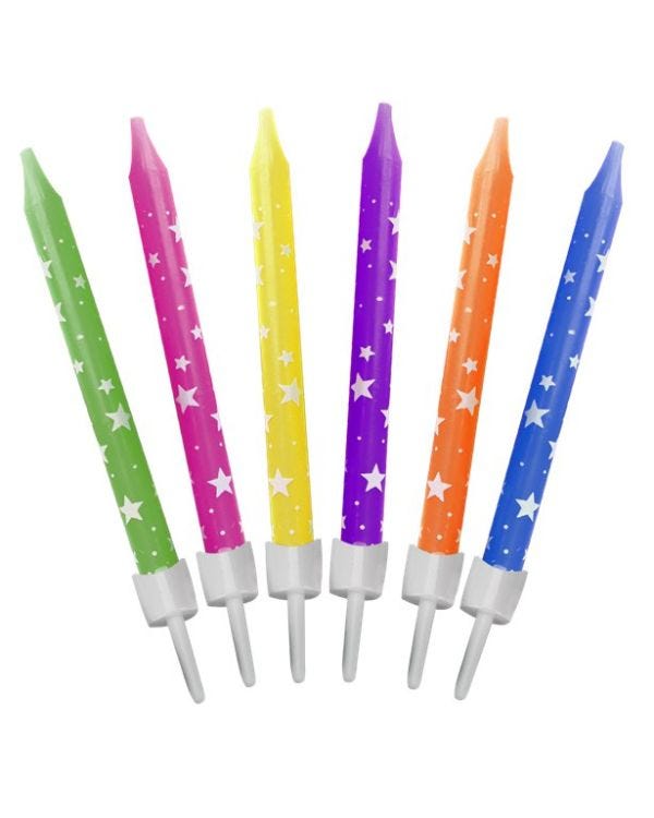 Star Patterned Candles Multi Coloured (12pk)