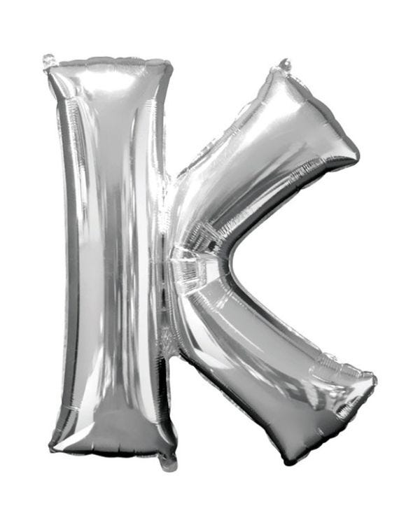Silver Letter K Balloon - 34&quot; Foil