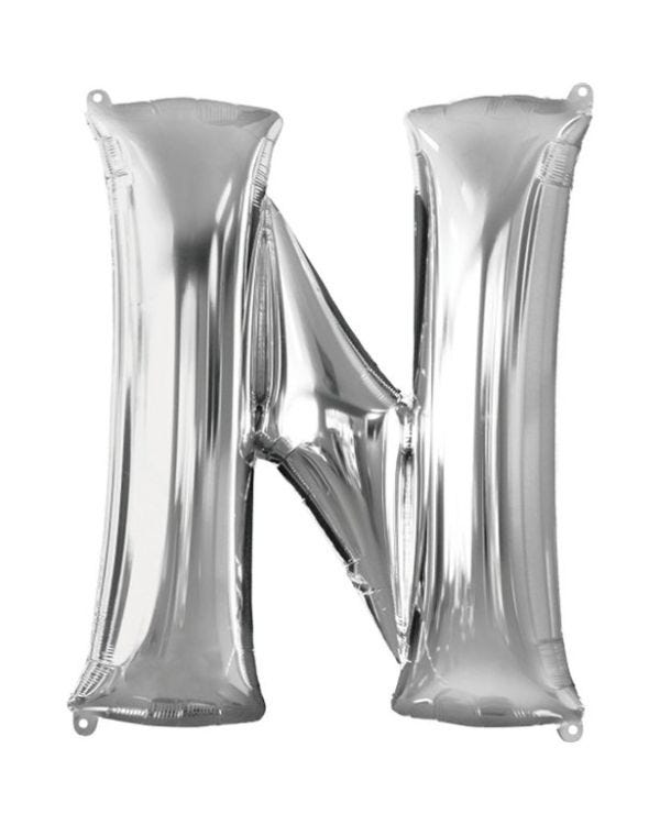 Silver Letter N Balloon - 34&quot; Foil